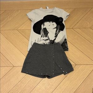 Zara Dark Gray Mini skort w/ top with Silver Studs